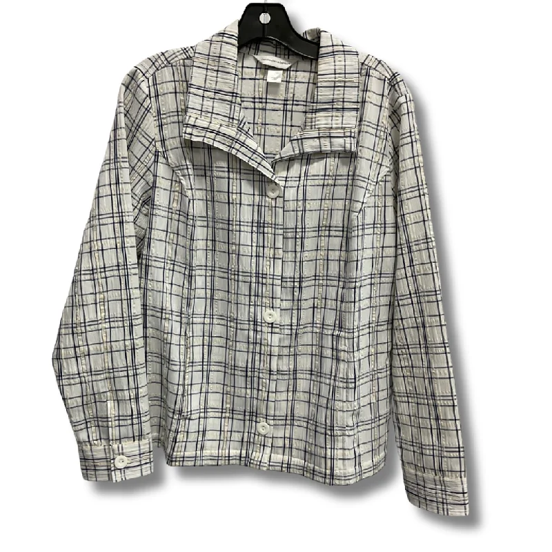 Relaxed Looks Top Long Sleeve By Christopher And Banks In Blue & White, Size: L