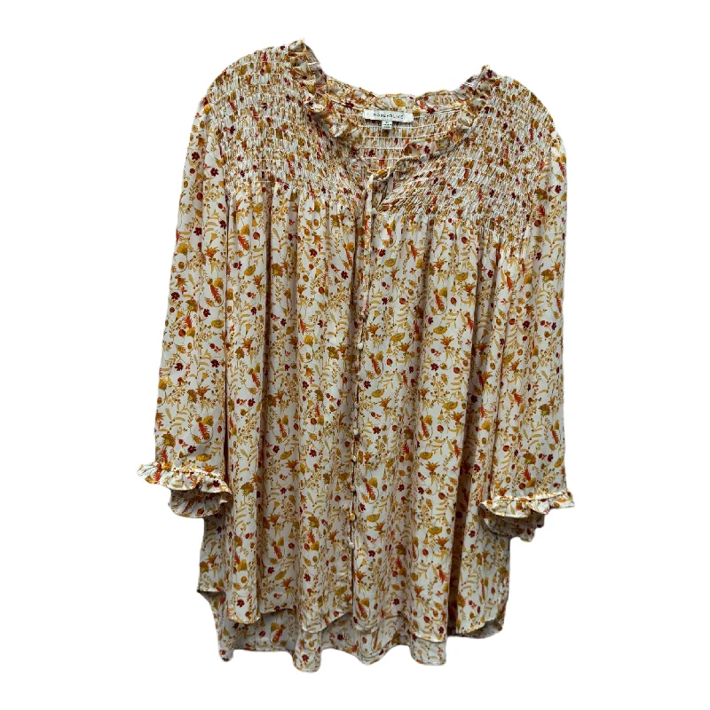 Sleek Designs Orange Top Long Sleeve By Rose And Olive, Size: 3x