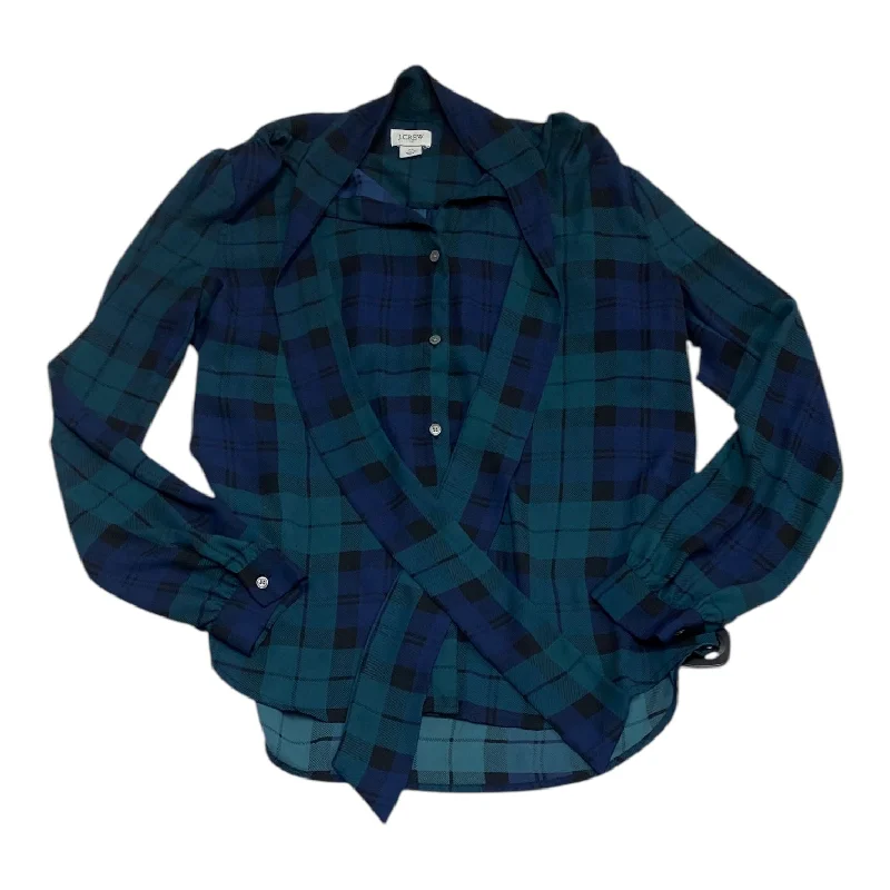 Weekend Styles Top Long Sleeve By J. Crew In Blue & Green, Size: Xs