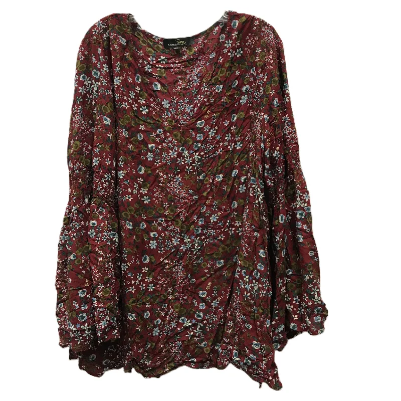 Versatile Wear Red Top Long Sleeve By Suzanne Betro, Size: 2x