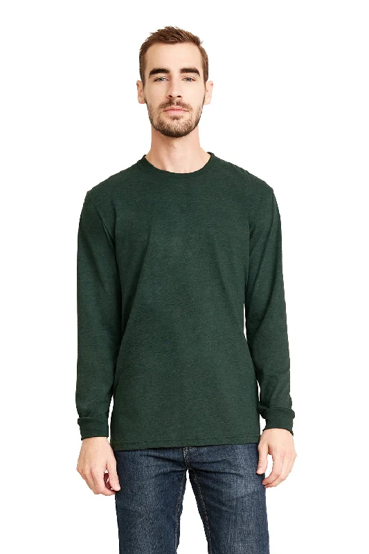 Street Outfit Next Level Mens Sueded Jersey Long Sleeve Crewneck T-Shirt - Heather Forest Green Street Outfit Next Level Mens Sueded Jersey Long Sleeve Crewneck T-Shirt - Heather Forest Green