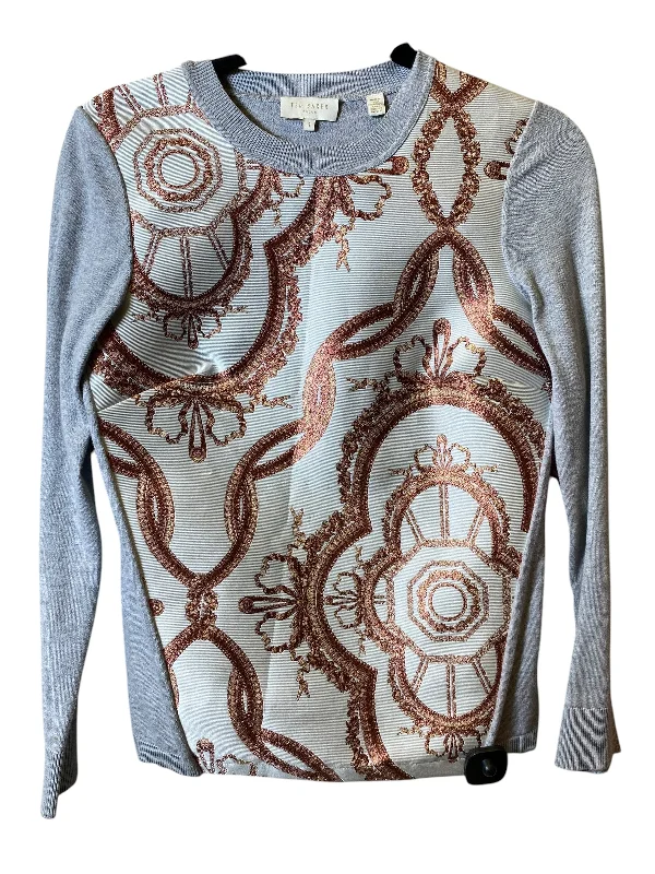 Practical Clothing Top Long Sleeve By Ted Baker In Grey & Orange, Size: S