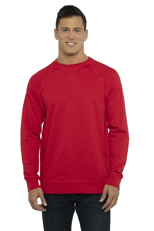 Lightweight Fabrics Next Level Mens French Terry Long Sleeve Crewneck T-Shirt - Red - Closeout Lightweight Fabrics Next Level Mens French Terry Long Sleeve Crewneck T-Shirt - Red - Closeout