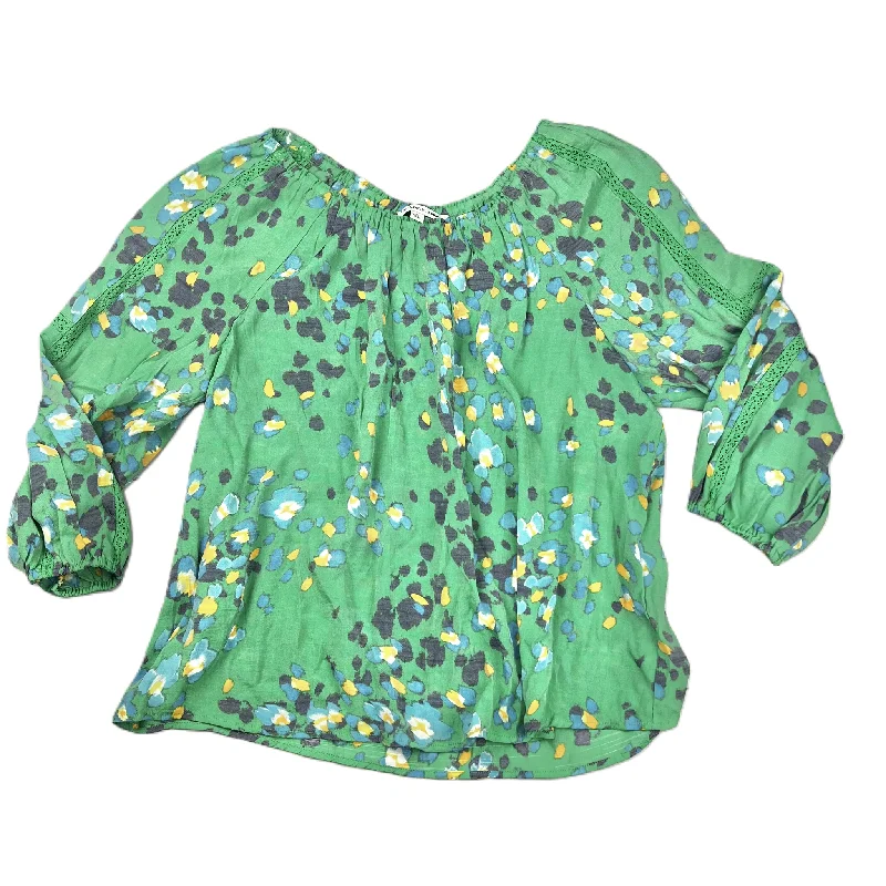 Bold Colors Green Top Long Sleeve By Zac And Rachel, Size: 1x