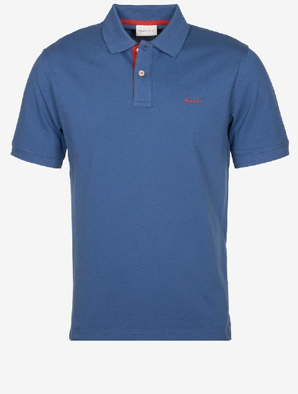 Comfortable Fits Regular Contrast Pique Short Sleeve Polo Vintage Blue