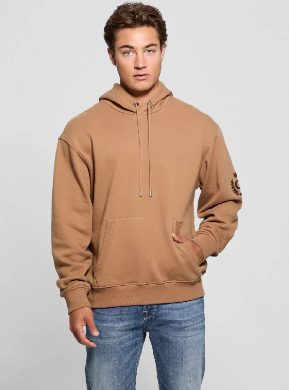 Classic Styles Brown Chenille Logo Hoodie Jumper