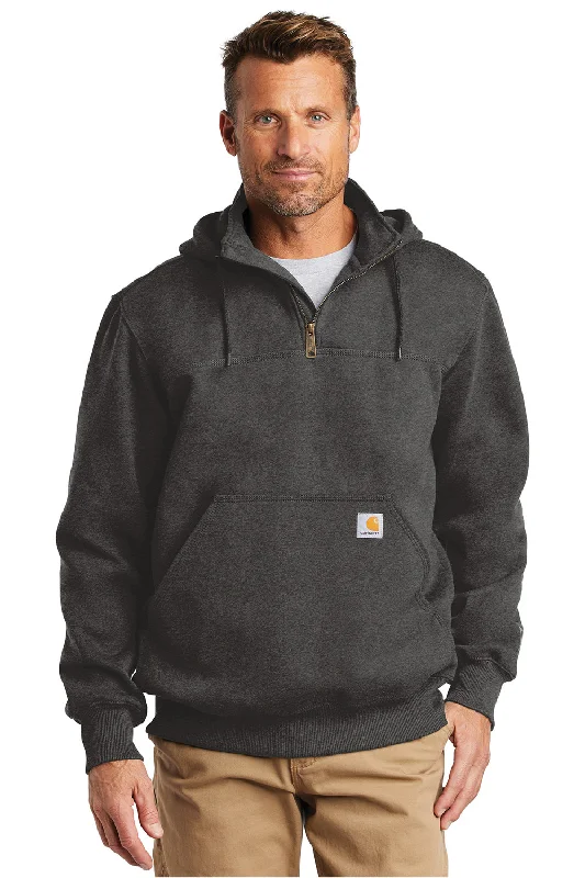 All-Day Wear Carhartt Mens Paxton Rain Defender Water Resistant 1/4 Zip Hooded Sweatshirt Hoodie w/ Pouch Pocket - Heather Carbon Grey All-Day Wear Carhartt Mens Paxton Rain Defender Water Resistant 1/4 Zip Hooded Sweatshirt Hoodie w/ Pouch Pocket - Heather Carbon Grey