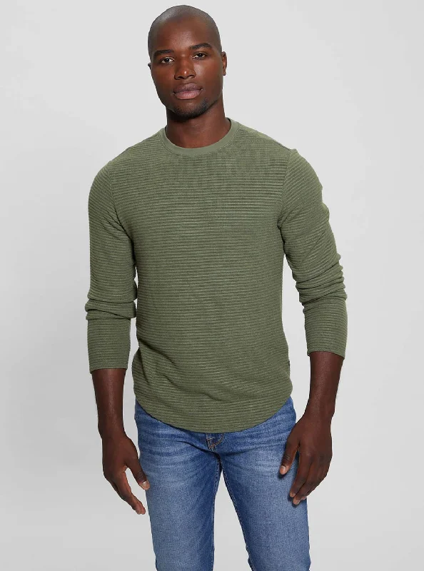All-Day Wear Green Hudson Linear Knit Jumper