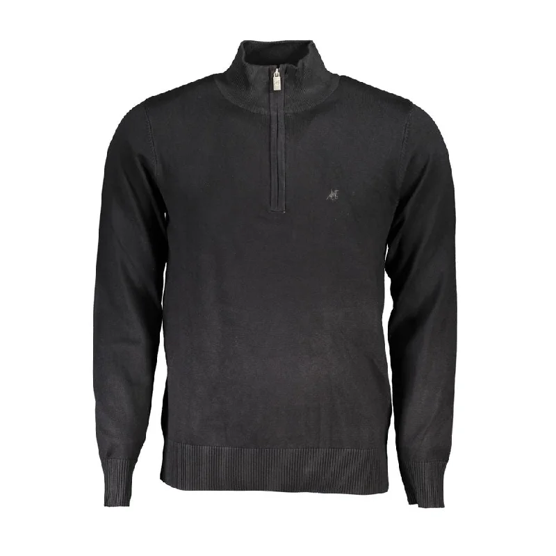 Vintage Style U.S. Grand Polo Elegant Half Zip Sweater with Embroidery Men's Detail