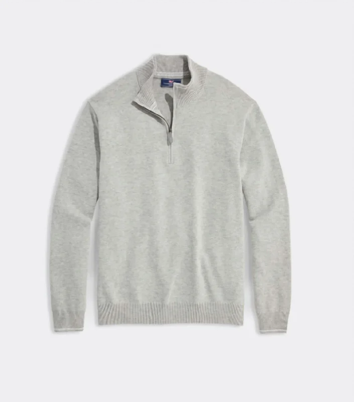 Fall Fashion Boathouse Tipped Quarter-Zip In Light Grey Heather