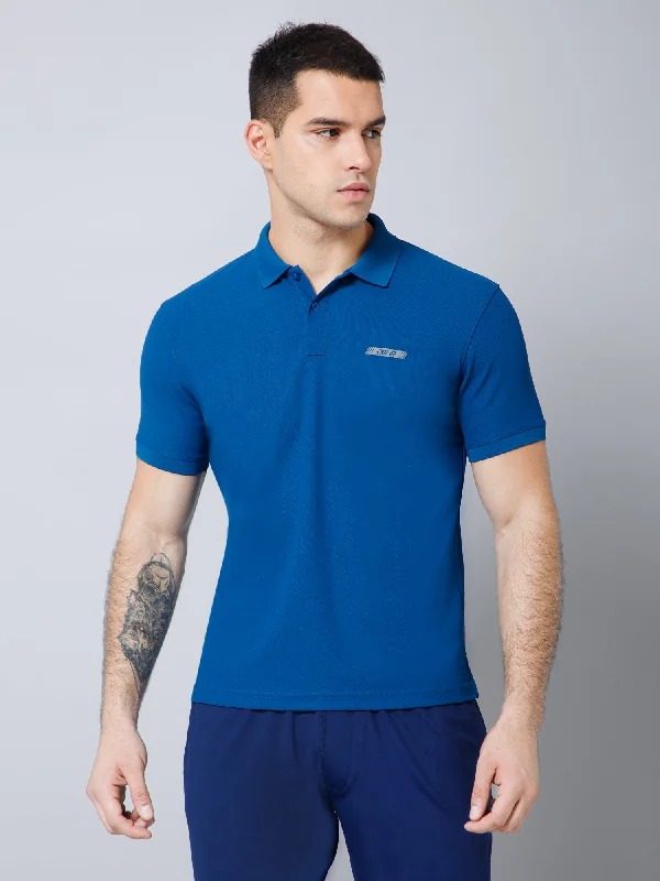 Stylish Suits Regular Fit Solid Polo Neck Half Sleeve Blue Active Wear T-Shirt for Men Stylish Suits Regular Fit Solid Polo Neck Half Sleeve Blue Active Wear T-Shirt for Men