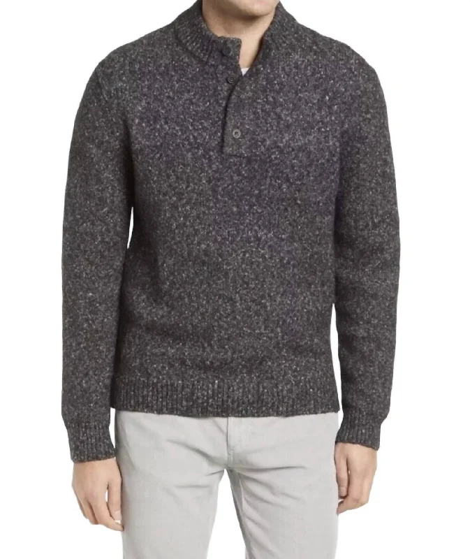 Bold Colors Men's Rivington Henley Sweater In Charcoal