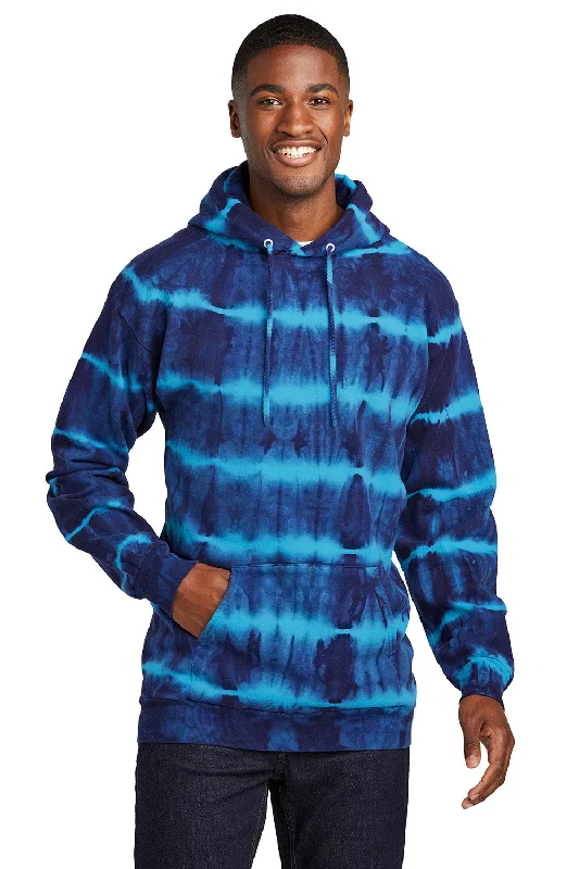 Warm Jackets Port & Company Mens Allover Stripe Tie-Dye Fleece Hooded Sweatshirt Hoodie w/ Pouch Pocket - Turquoise Blue/Team Navy Blue Warm Jackets Port & Company Mens Allover Stripe Tie-Dye Fleece Hooded Sweatshirt Hoodie w/ Pouch Pocket - Turquoise Blue/Team Navy Blue
