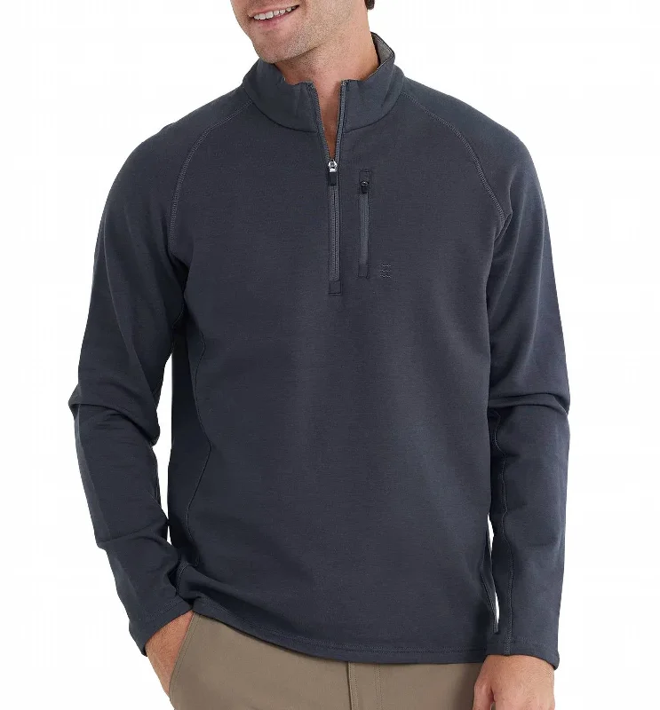 Layered Outfits Men's Bamboo Heritage Quarter Zip Jacket In Graphite