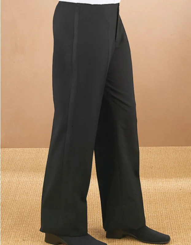 Mens Flat Front Modern Fit Tuxedo Pant in Black