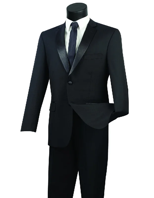 Mens Modern Fit Classic 2 button Tuxedo in Black