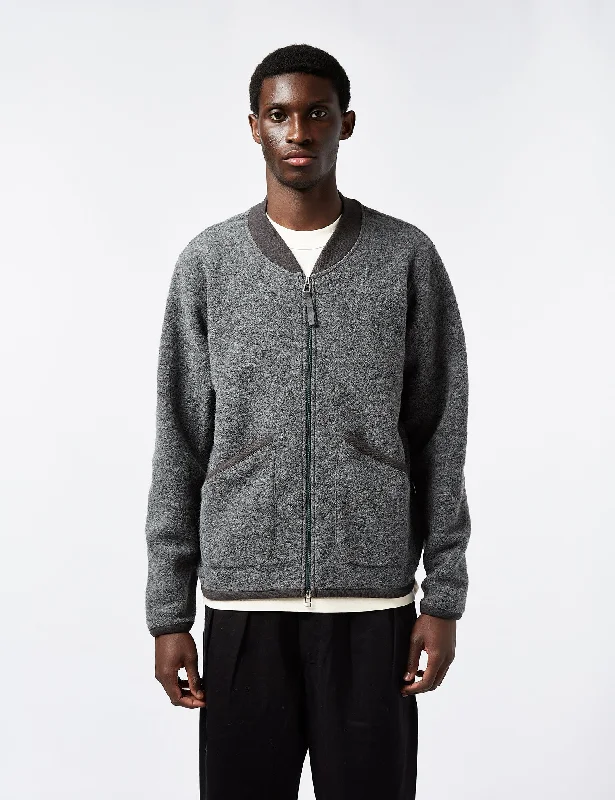 Universal Works Zip Bomber (Wool) - Grey Marl