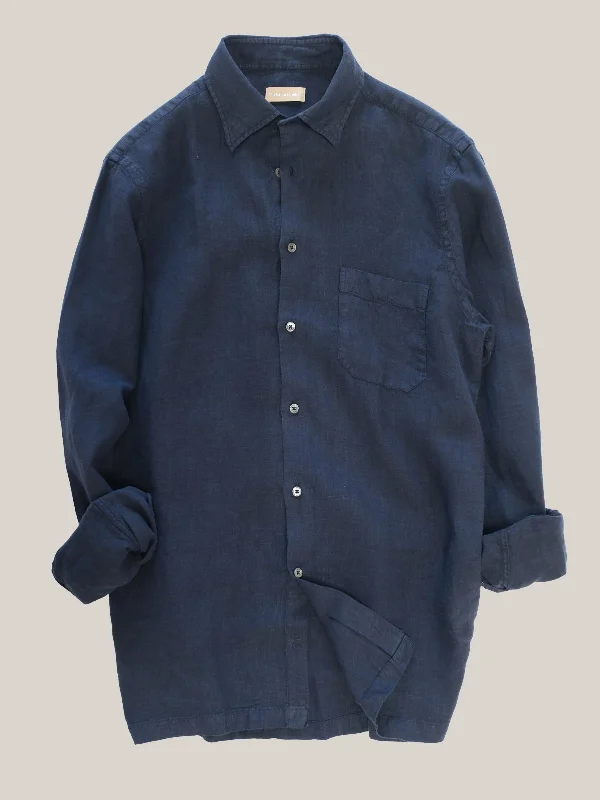 Christian Kimber Bronte Garment Dyed Linen Shirt - Evening Blue