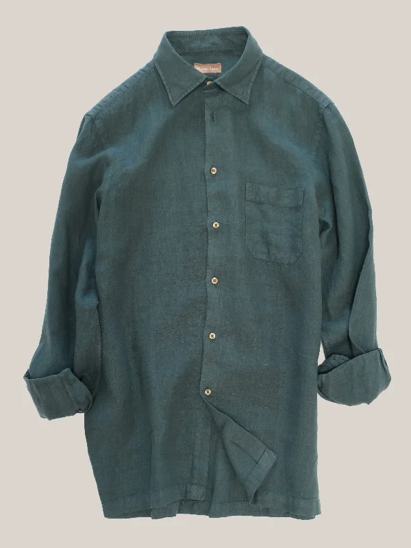 Christian Kimber Bronte Garment Dyed Linen Shirt - Green Gables