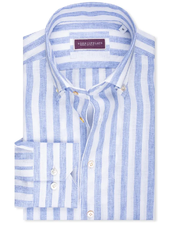 Linen Stripe Buttondown Shirt Blue