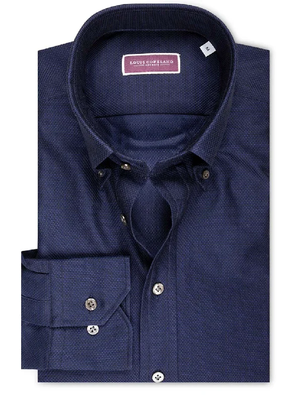 Waffle Pique Buttondown Shirt Navy