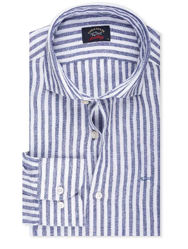 Stripe Linen Shirt Navy