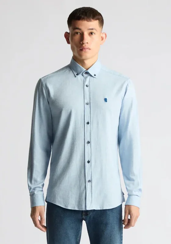 Remus Uomo Tapered Fit Brushed Cotton Shirt, Light Blue