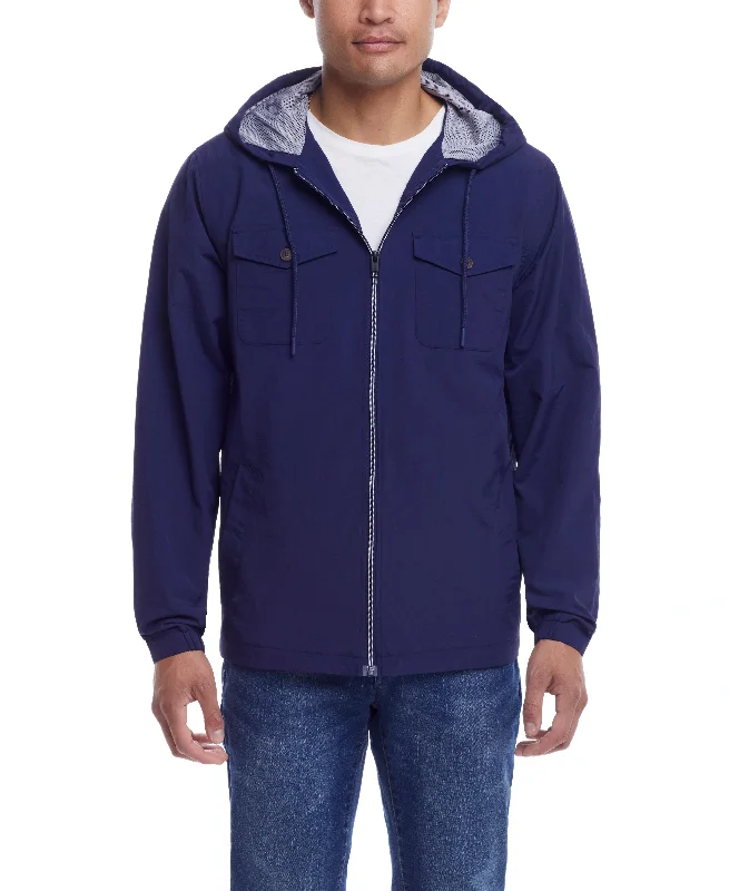 Solid Nylon Jacket In Navy