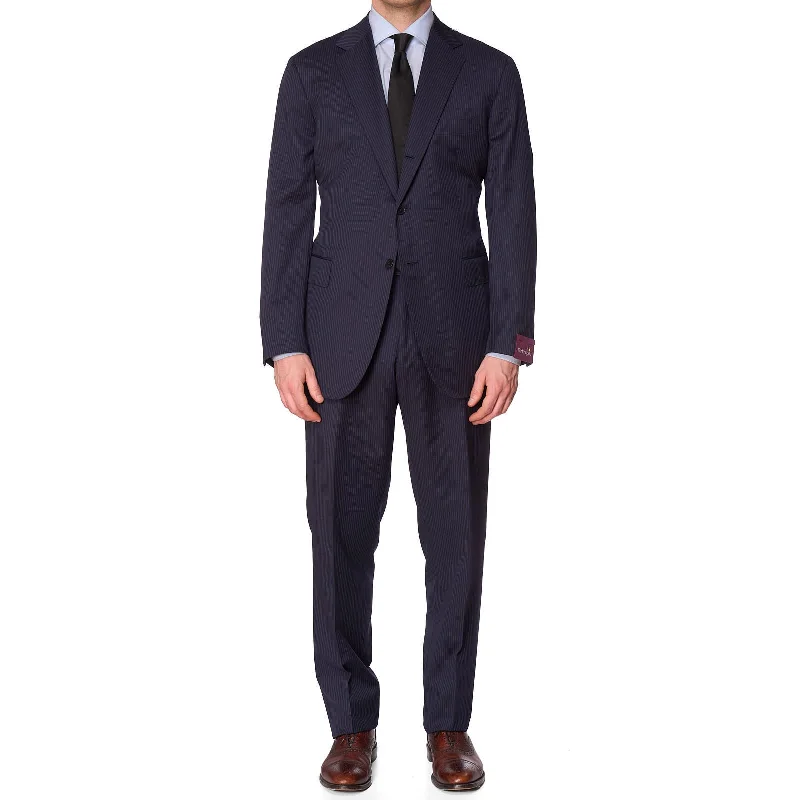 SARTORIA PARTENOPEA for VANNUCCI Navy Blue Handmade Suit EU 56 NEW US 44