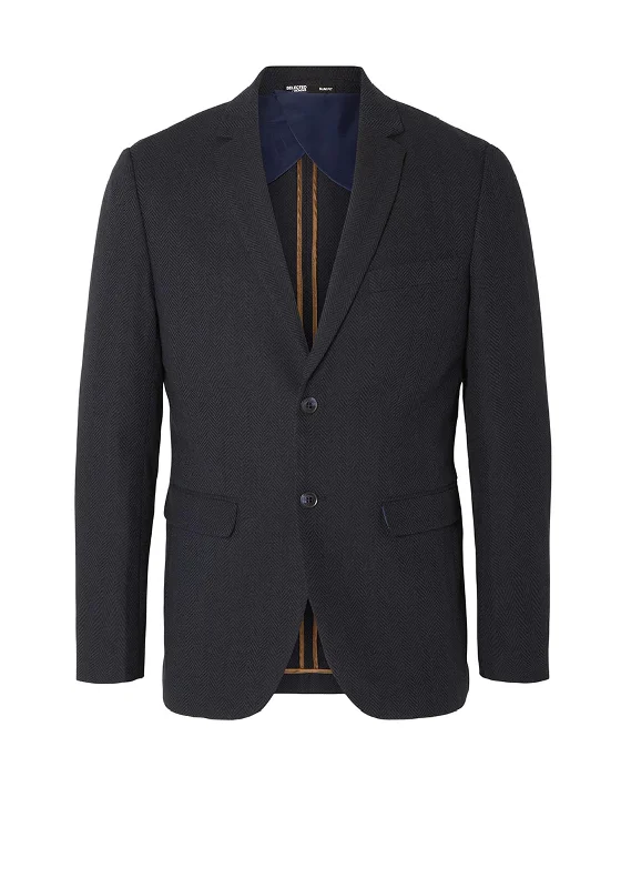 Selected Homme Kelso Herringbone Blazer, Navy Blazer