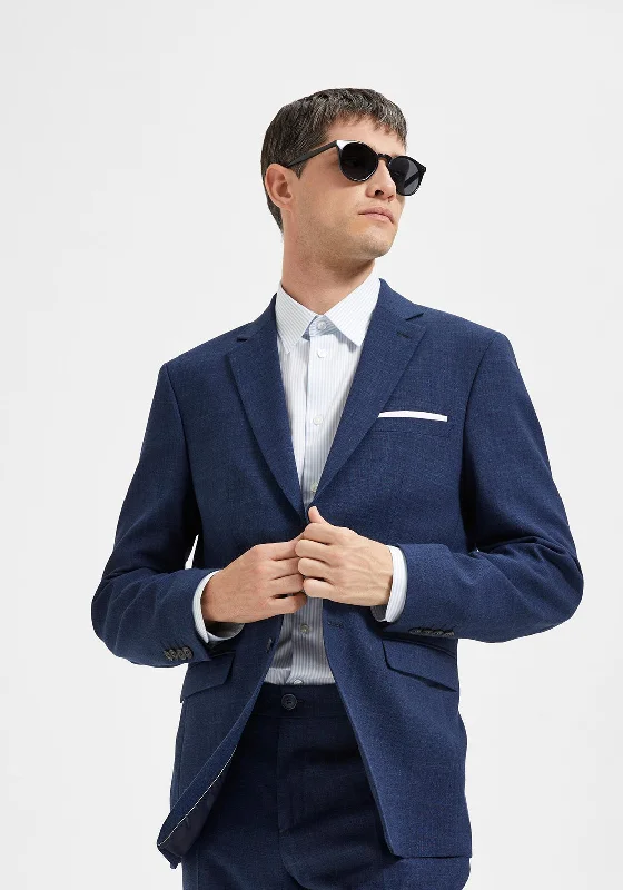 Selected Homme Oasis Linen Blazer, Dark Navy