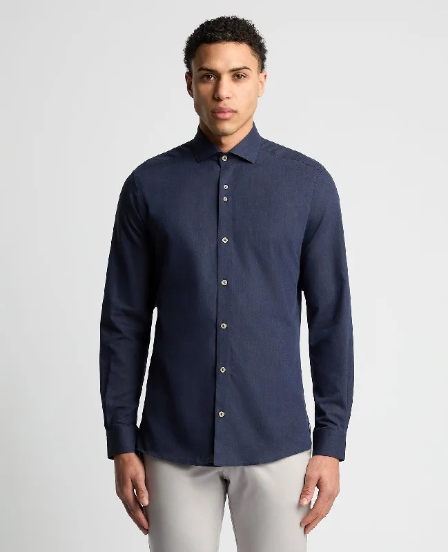 Tapered Fit Cotton Linen Mix Shirt