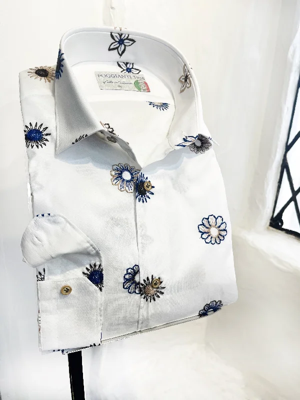 WHITE WITH FLOWERS LONG SLEEVE SHIRT