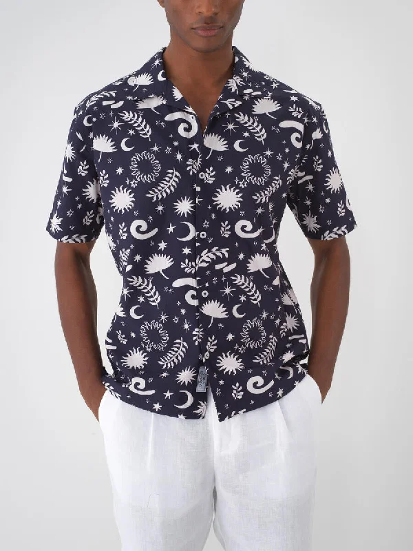 Xint Short Sleeves Printed Navy Shirt