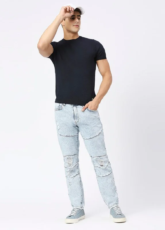 Acid Blue Boseman Ripped Jeans