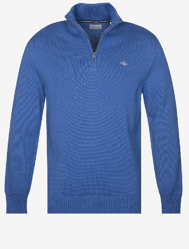 Casual Cotton Half Zip Rich Blue