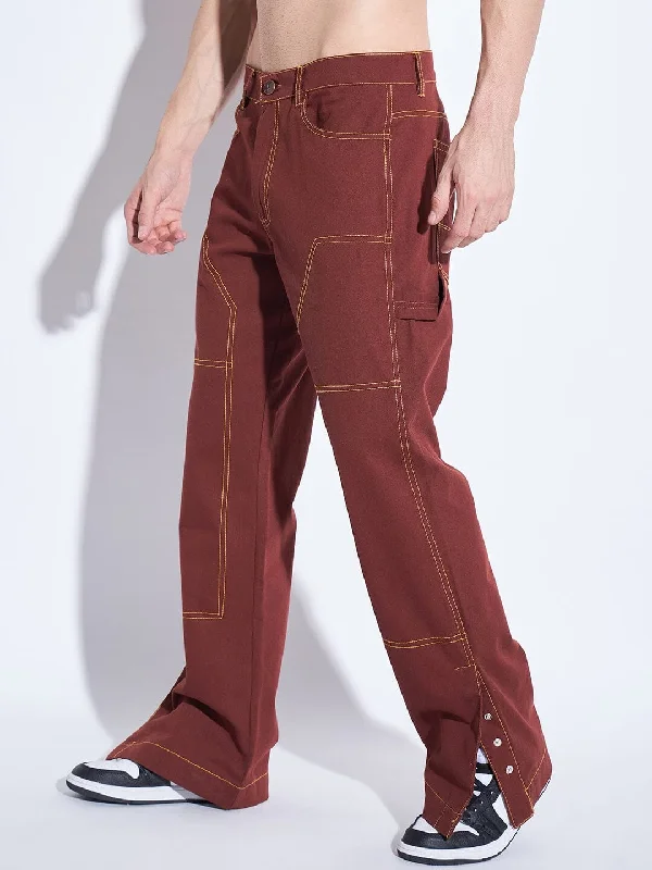 Chocolate Contrast Stich Carpenter Pants