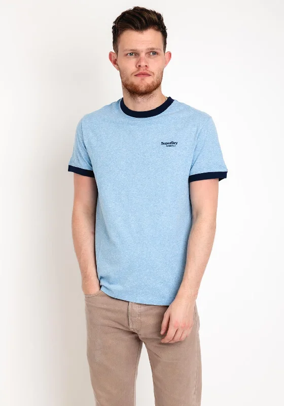 Superdry Essential Logo Ringer T-Shirt, Halifax Blue Grit