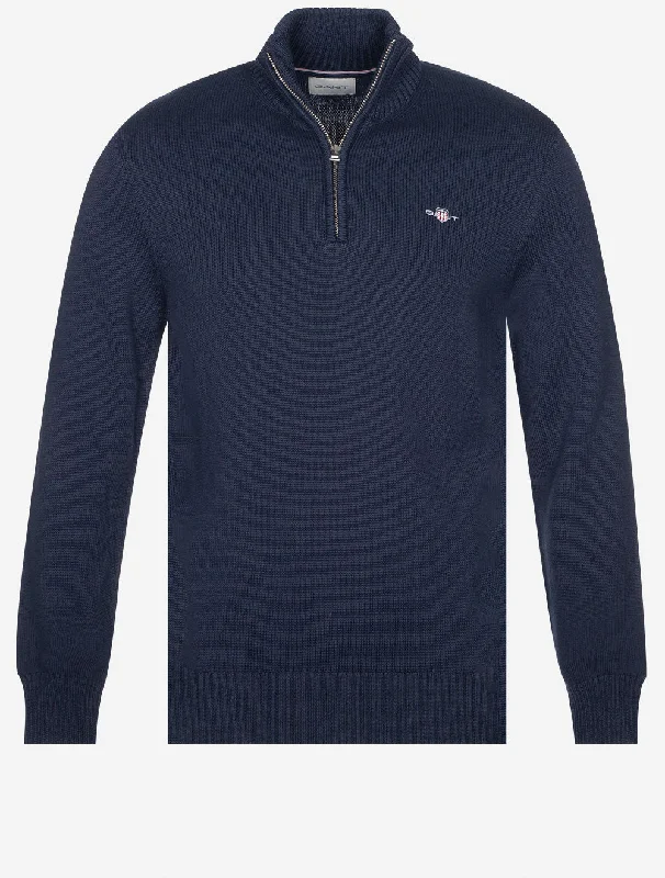 Casual Cotton Half Zip Evening Blue