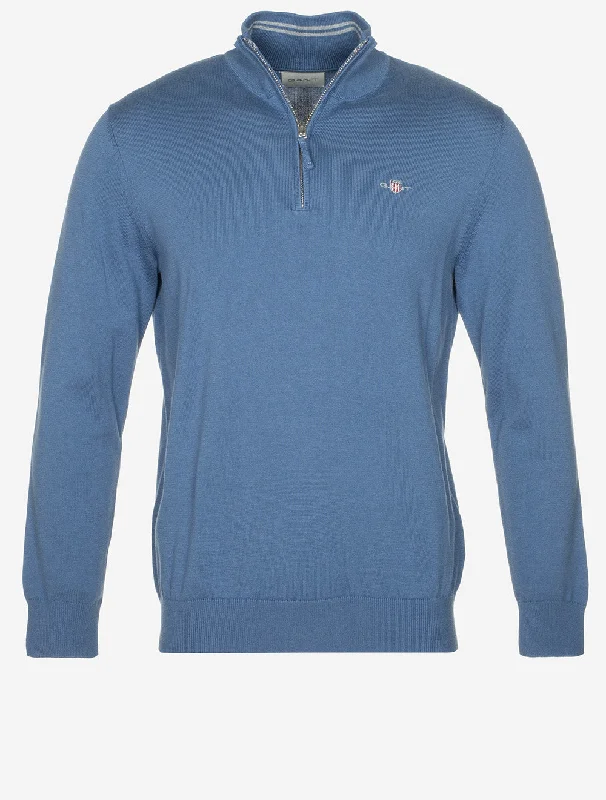 Classic Cotton Half Zip Vintage Blue