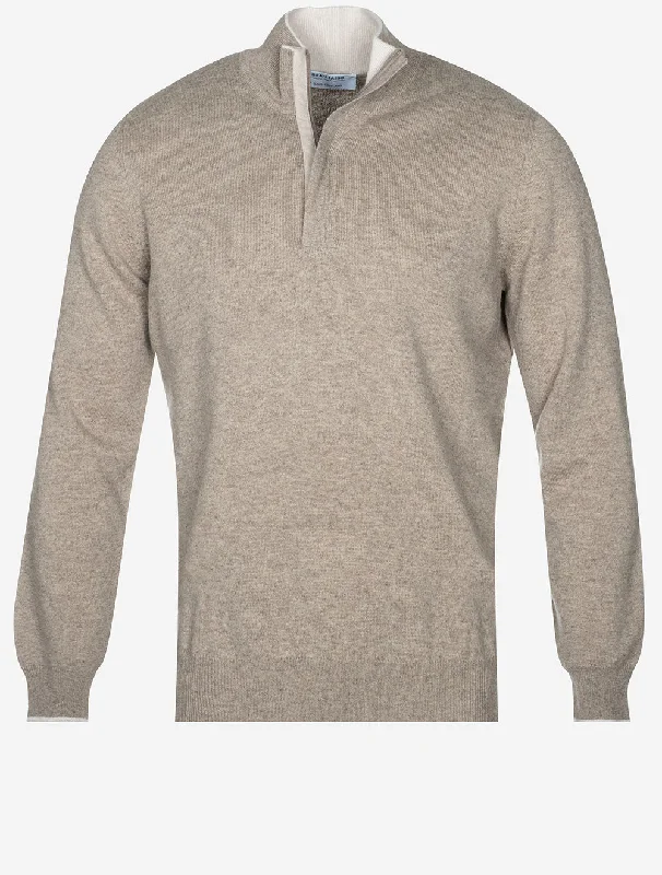 Half Zip Wool & Cashmere Beige