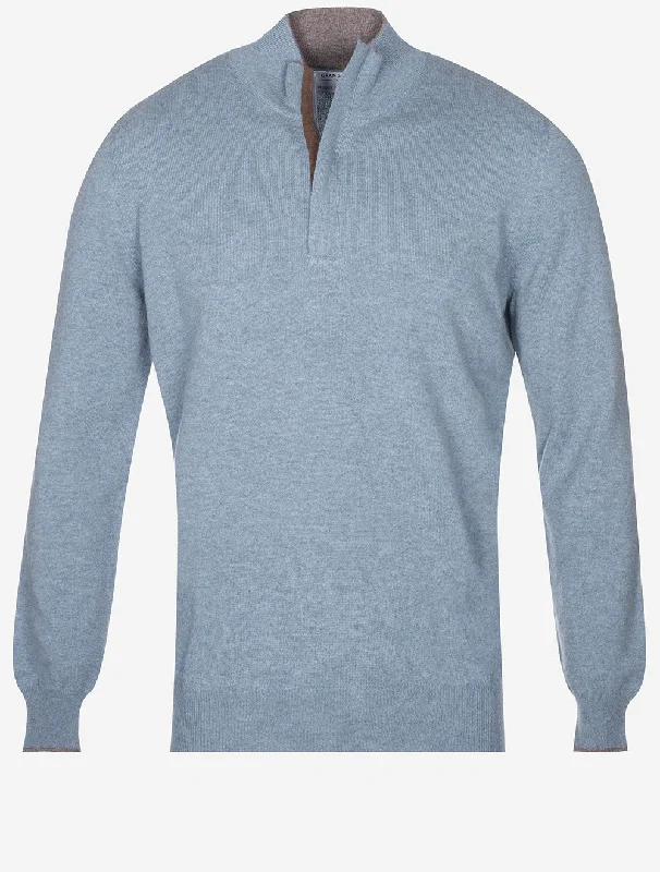 Half Zip Wool & Cashmere Blue