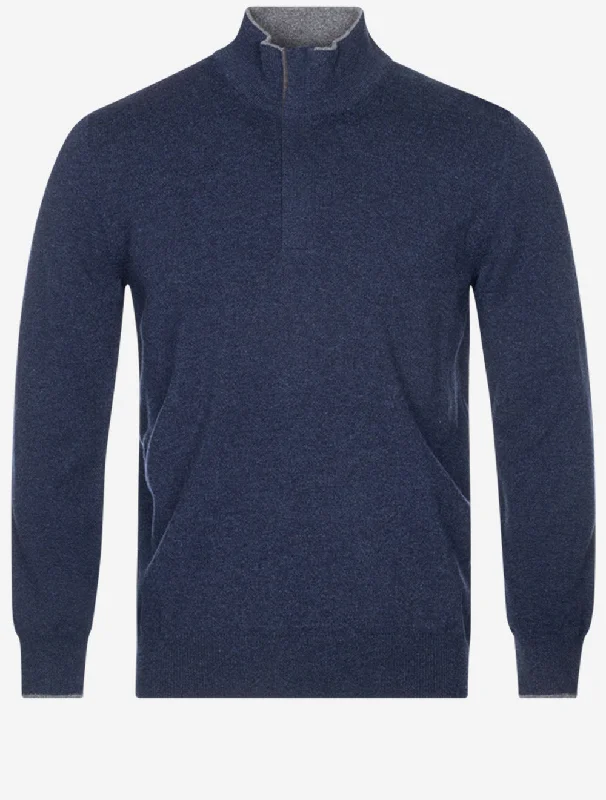 Half Zip Wool And Cashmere Navy