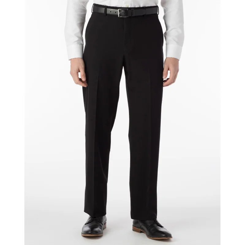 LONG FIT Comfort-EZE Commuter Bi-Stretch Gabardine Trouser in Black (Plain Front Model) by Ballin