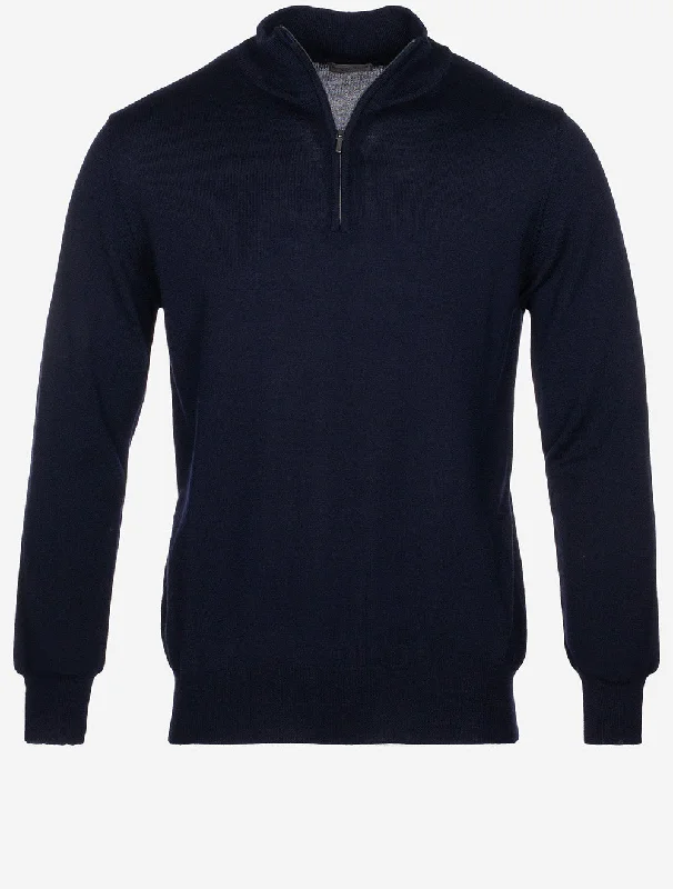 Half Zip Mock Neck Jumper Navy