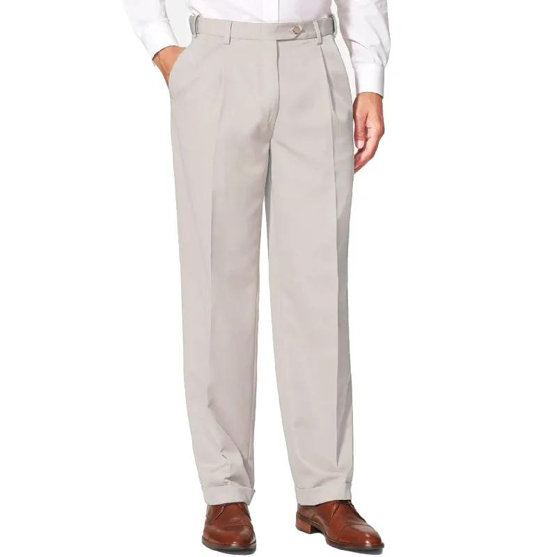 Prime Poplin Trouser in Stone (Windsor Double Reverse Pleat) by Berle