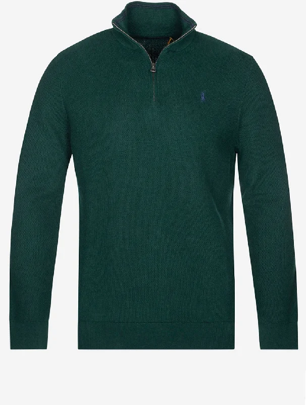 Half Zip Pique Pullover Green