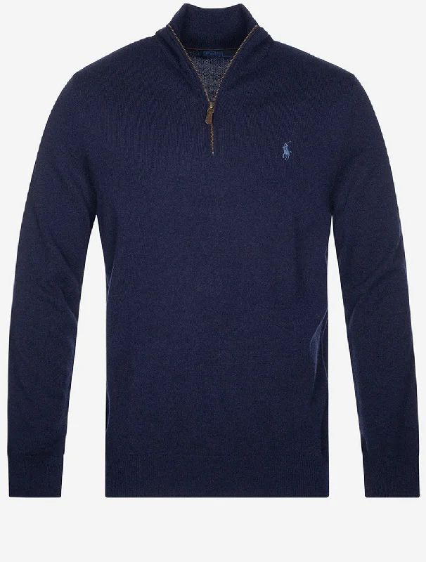 Wool Quarter Zip Jumper Cruise Navy