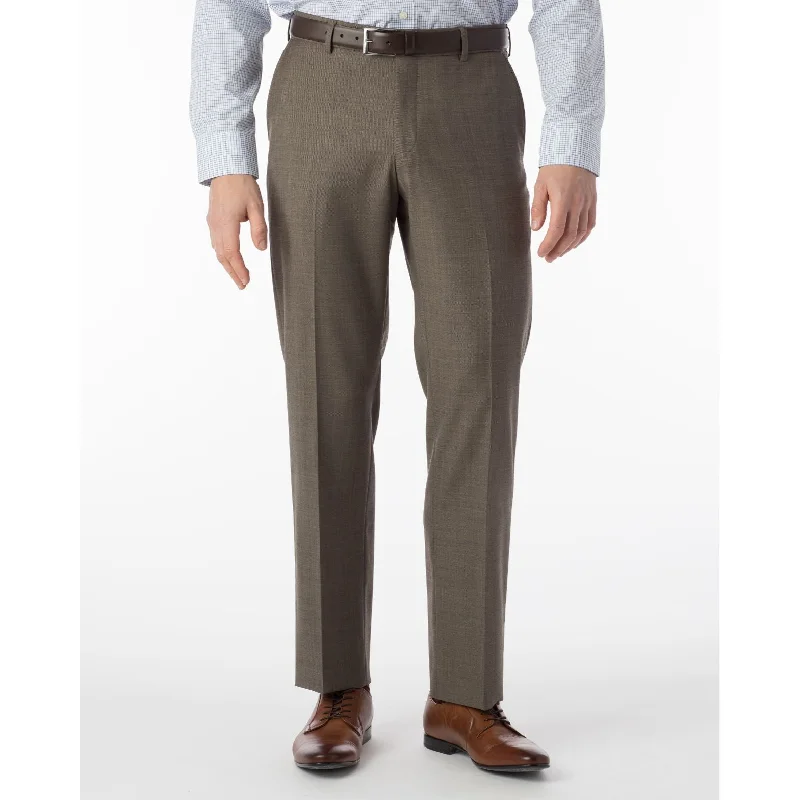 Sharkskin Super 120s Worsted Wool Comfort-EZE Trouser in Light Brown (Flat Front Models) by Ballin