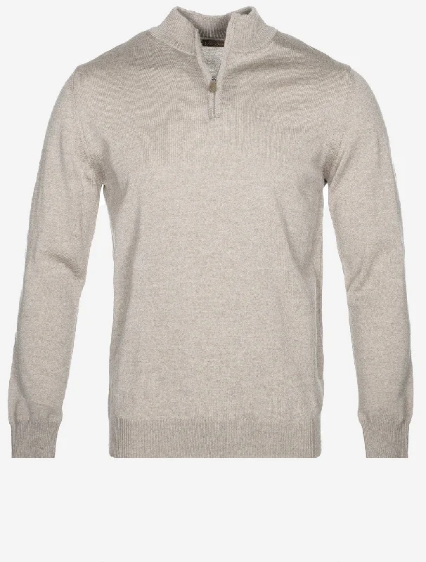 Knitted Half Zip Merino Wool Beige